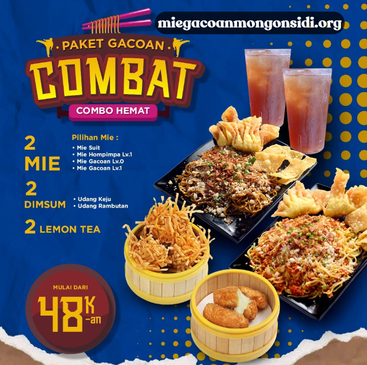 Paket Gacoan Combat: Combo Hemat dengan Mie, Dimsum, dan Lemon Tea